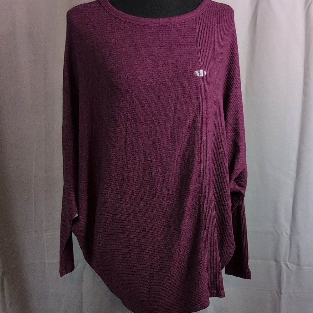 Maurices 24/7 Top SZ‎ Small Plum Purple NWT Ribbed Dolman Sleeve Relaxed Fit